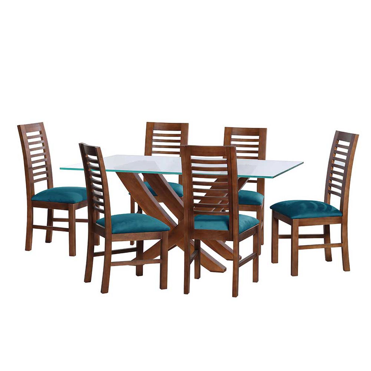 Juego de Comedor Latam Home Alicante 6 Sillas Azul Petr&oacute;leo