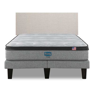 Imagen 1 del producto Cama Europea Simmons 2 Plazas Dreamer Plazasus Box + Respaldo Praga Arena