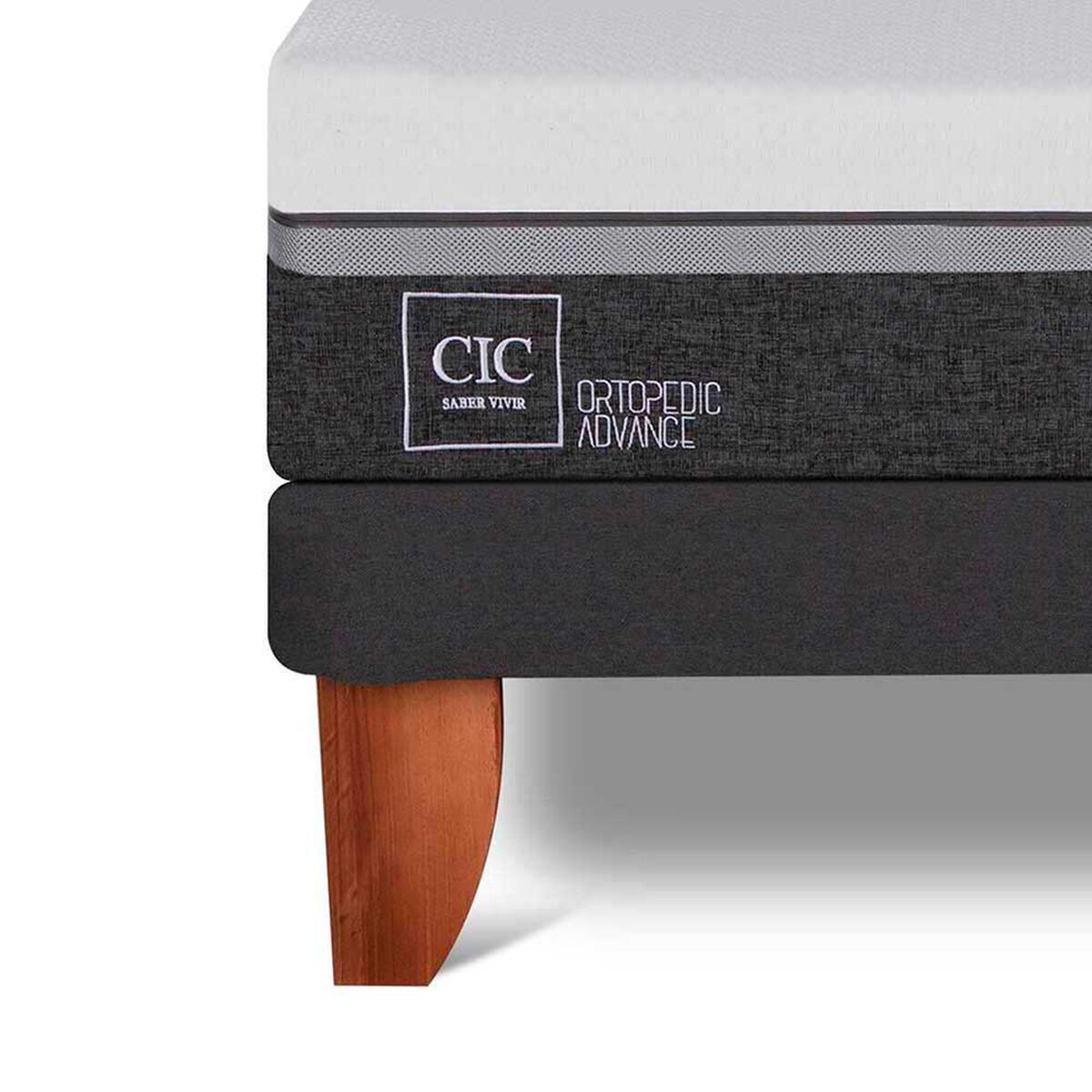 Cama Europea CIC 2 Plazas Ortopedic Advance + Respaldo + 2 Veladores Munich