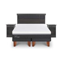 Cama Europea CIC Base Dividida King Ortopedic Advance + Respaldo + 2 Veladores Dublin