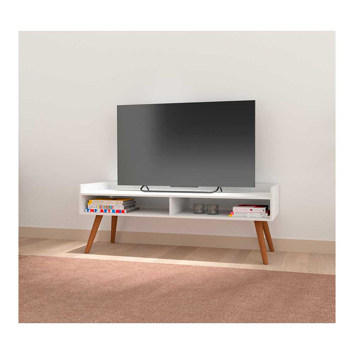 Rack TV Stanford Barras Hasta 50" Blanco
