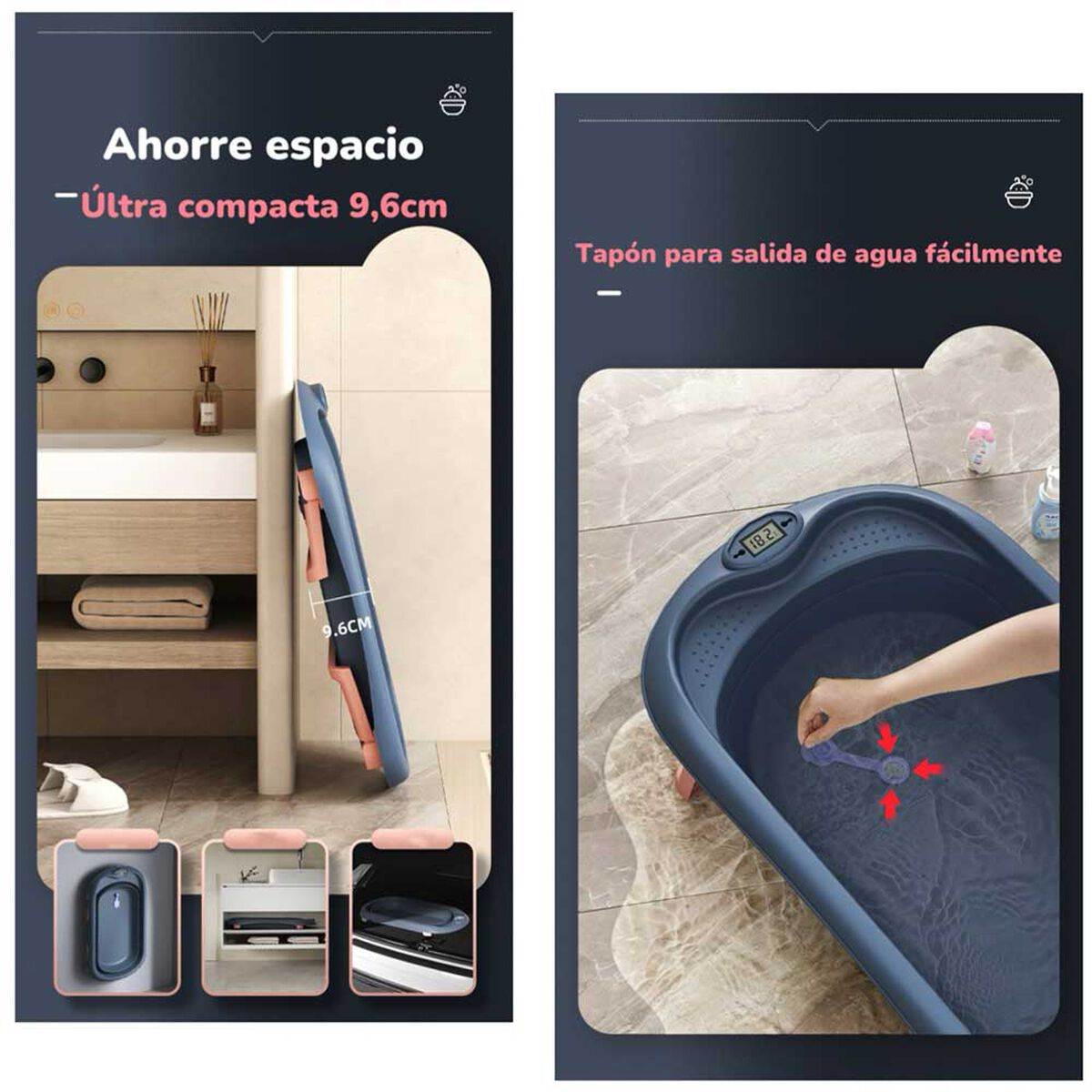 Bañera Premium con Lavapelo y Accesorios Lubabycas Rosada