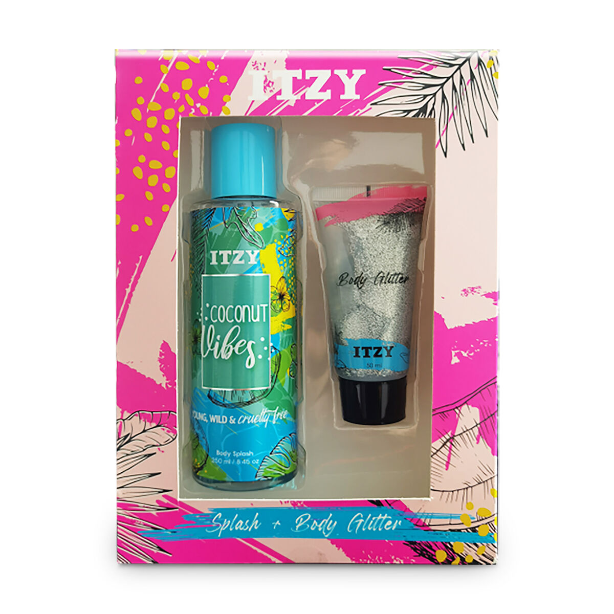 Set de Body Splash Itzy Coconut Vibes 250 ml + Body Glitter