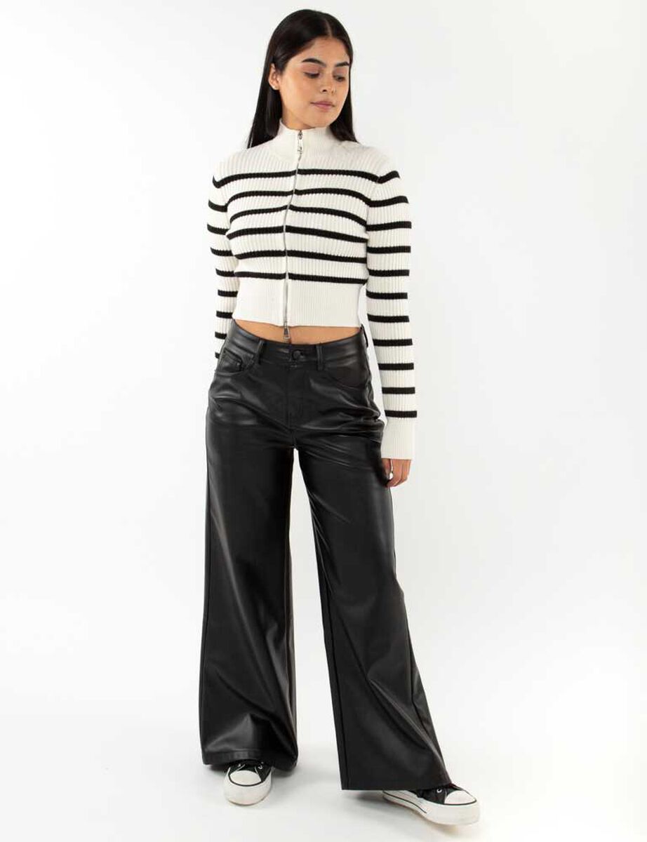 Pantalón Wide Led Ecocuero Mujer Icono