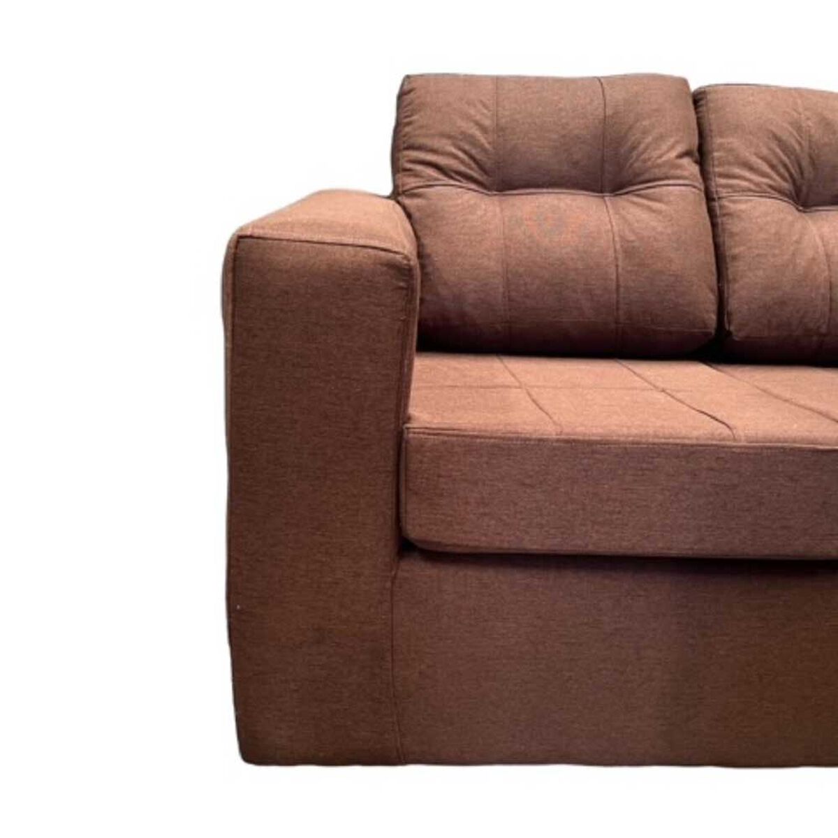 Juego de Living Kea Nize Sofá 3 Cuerpos + Dos Pouf 1 Cuerpo Cañamazo Café