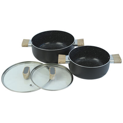 Imagen 2 del producto Set Cacerolas Aluminio Prensado Doral Satellite 20 y 24 Litros Negro