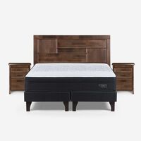 Cama Europea Rosen Base Dividida King Tempo + Respaldo + 2 Veladores Dolce