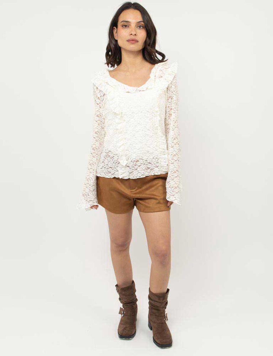 Blusa Encaje Manga Larga Mujer Zibel