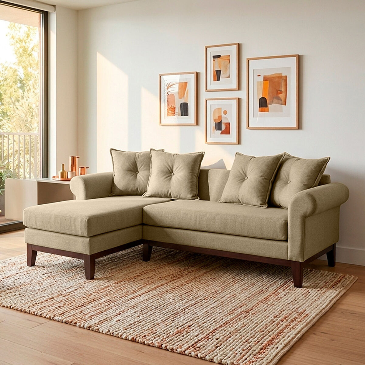 Seccional Izquierdo Living Factory Oklahoma 4 Cuerpos Beige