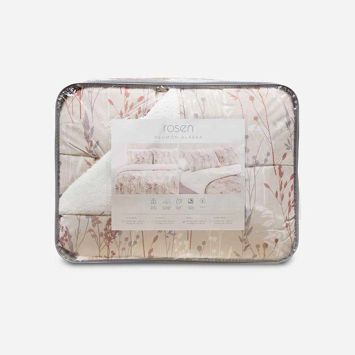Plum&oacute;n Rosen King Sherpa Alaska Brianna Beige/Gris/Burdeo