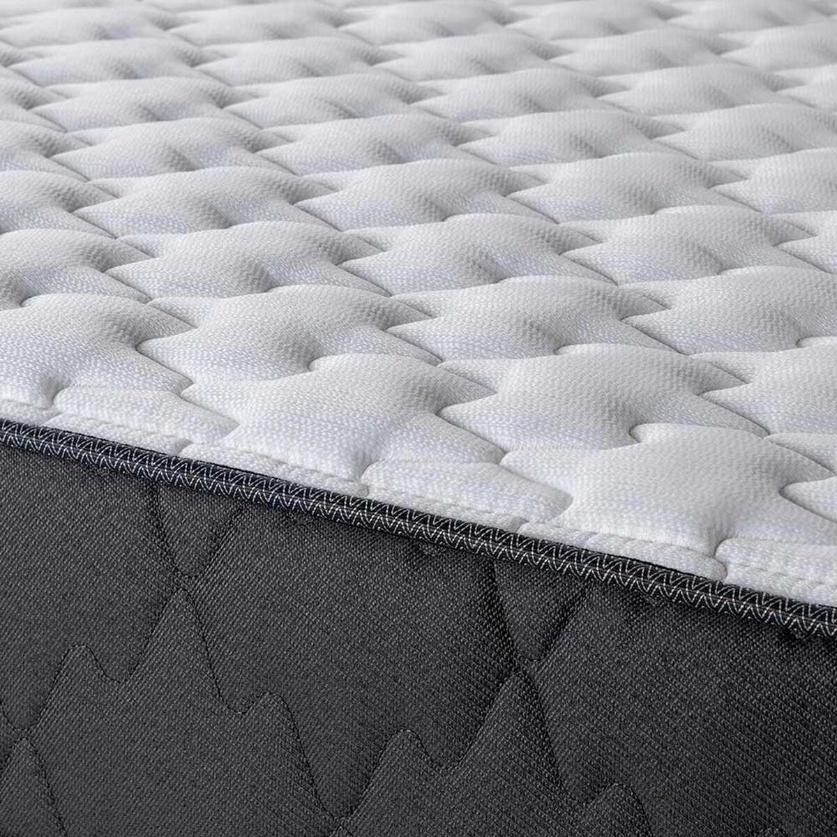 Cama Europea Rosen 1 Plaza Wave + Respaldo + Velador Tabor Grafito + Almohada Light Americana