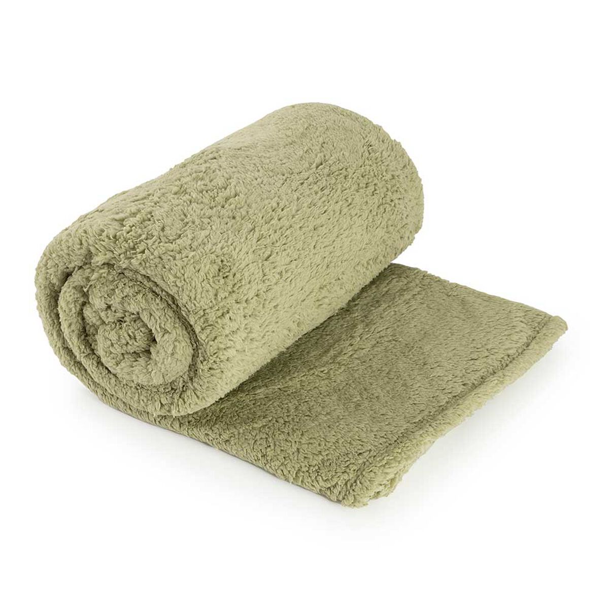 Frazada Sherpa Color Casanova 1,5 Plazas Verde
