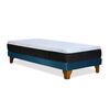Cama Europea Latam Home 1,5 Plazas Zen Top Spring Hybrid Velvet Azul Petr&oacute;leo