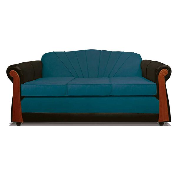 Sofá Elegant Detail Marsella 3 Cuerpos Tela/PU Azul