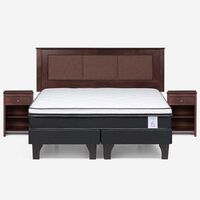 Cama Europea Rosen Base Dividida King New Style 6 + Respaldo + 2 Veladores Rachel