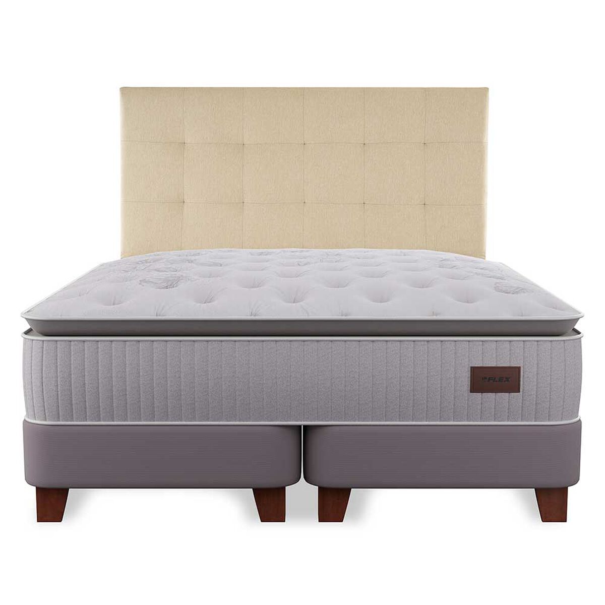 Cama Europea Flex 2 plazas  Heritage + Respaldo Design Crudo