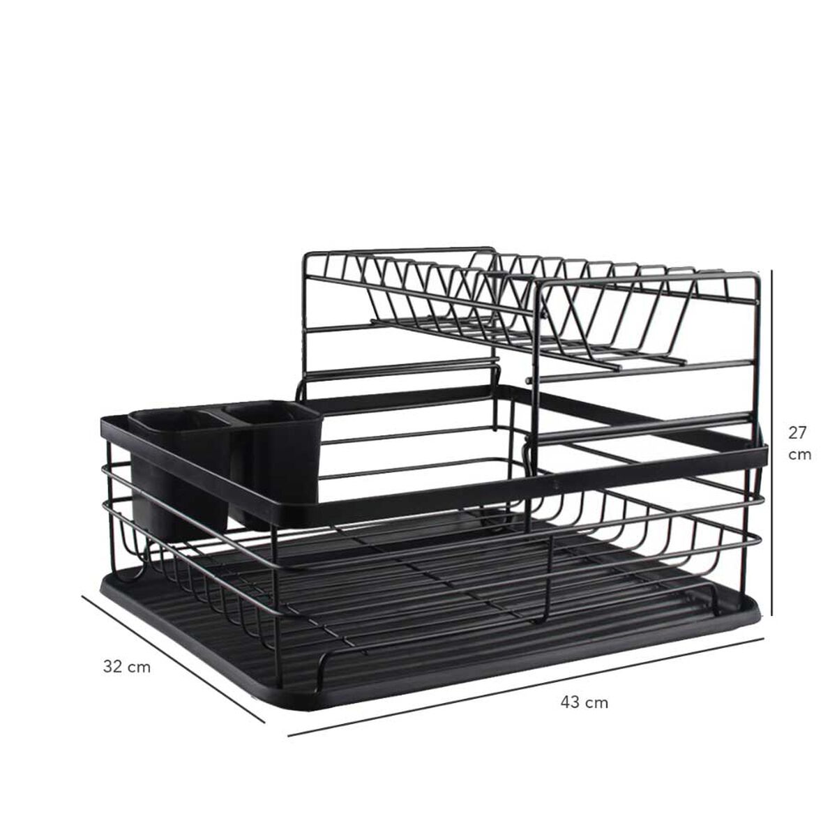Secaplatos Escurridor 2 Niveles Acero Inoxidable Simplit Negro
