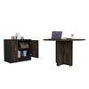 Combo Mesa Redonda + Cajonera 2 Puertas TuHome Home Office Negro Soft-Coñac