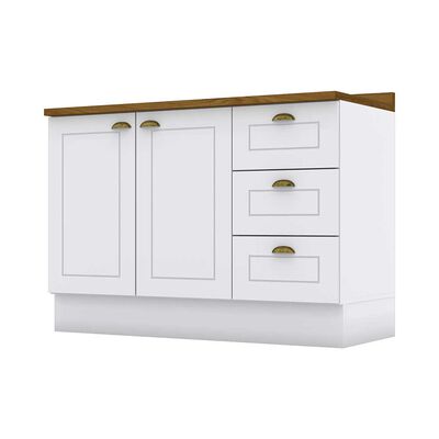 Mueble de Cocina Home Mobili Americana 3 Cajones 2 Puertas Blanco
