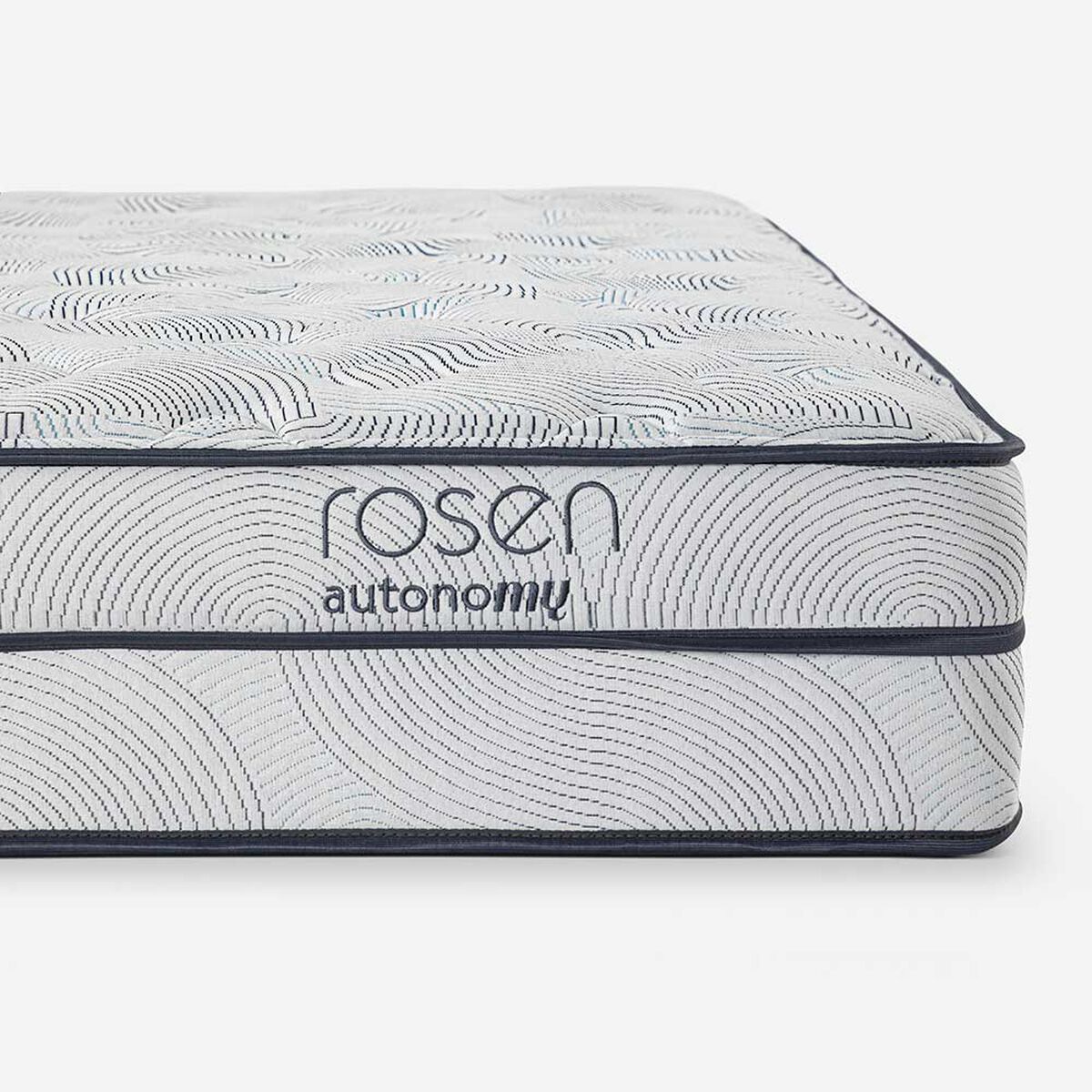 Cama Europea Rosen Base Dividida 2 Plazas Autonomy + Respaldo + 2 Veladores Issey Azul