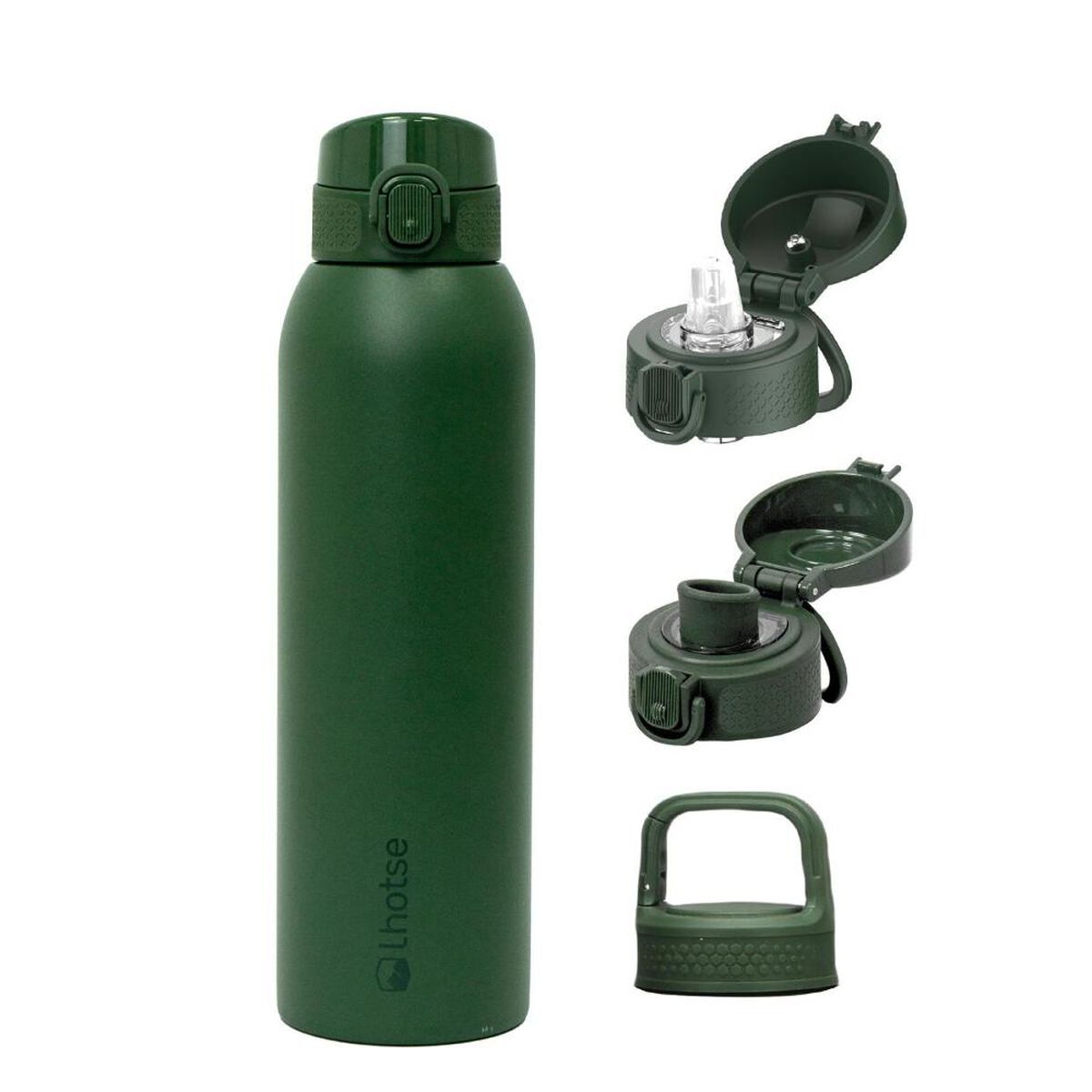 Botella T&eacute;rmica Agua Lhotse Acero Inox 3 Tapas HydroCore 1Lt Verde