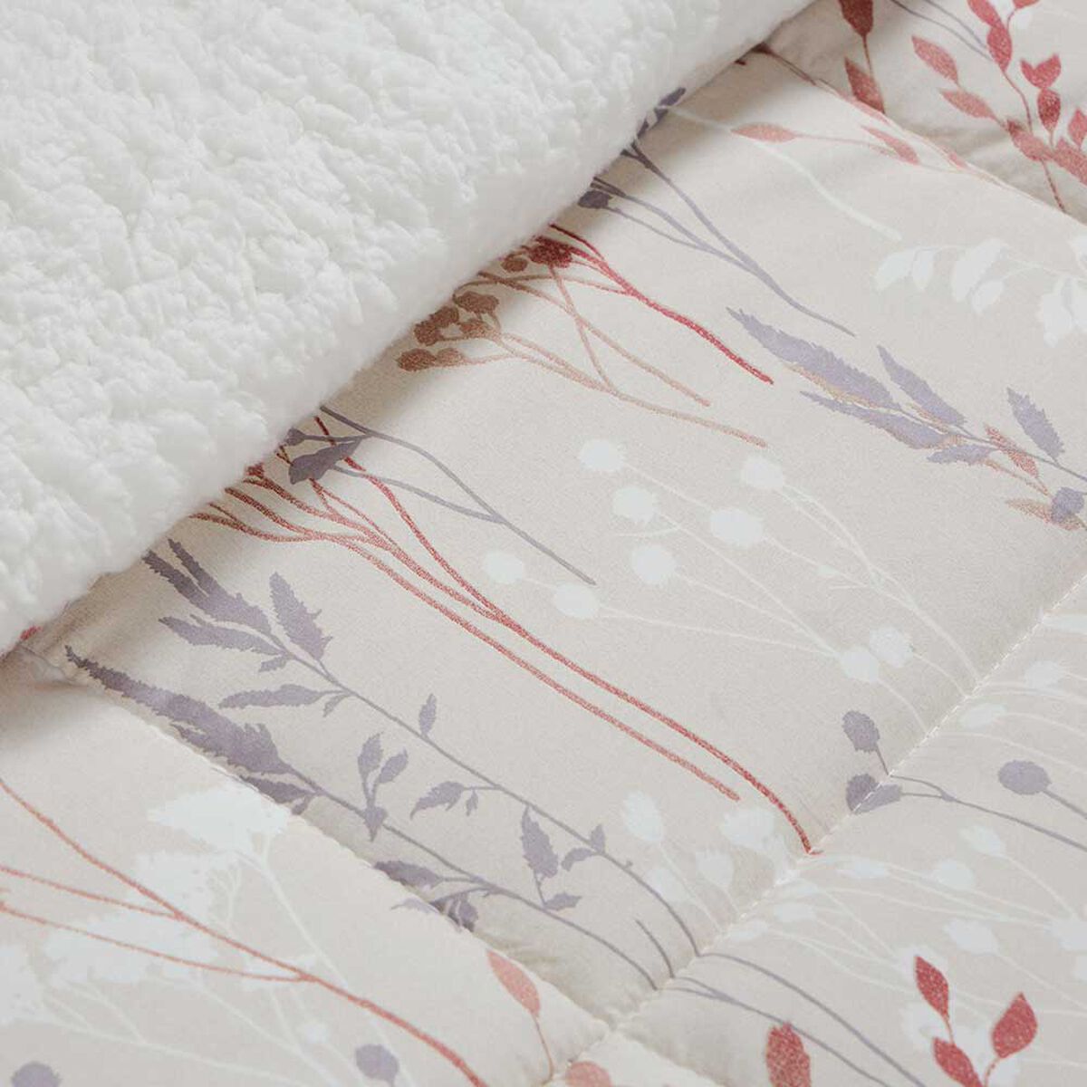 Plum&oacute;n Rosen 2 Plazas Sherpa Alaska Brianna Beige/Gris/Burdeo