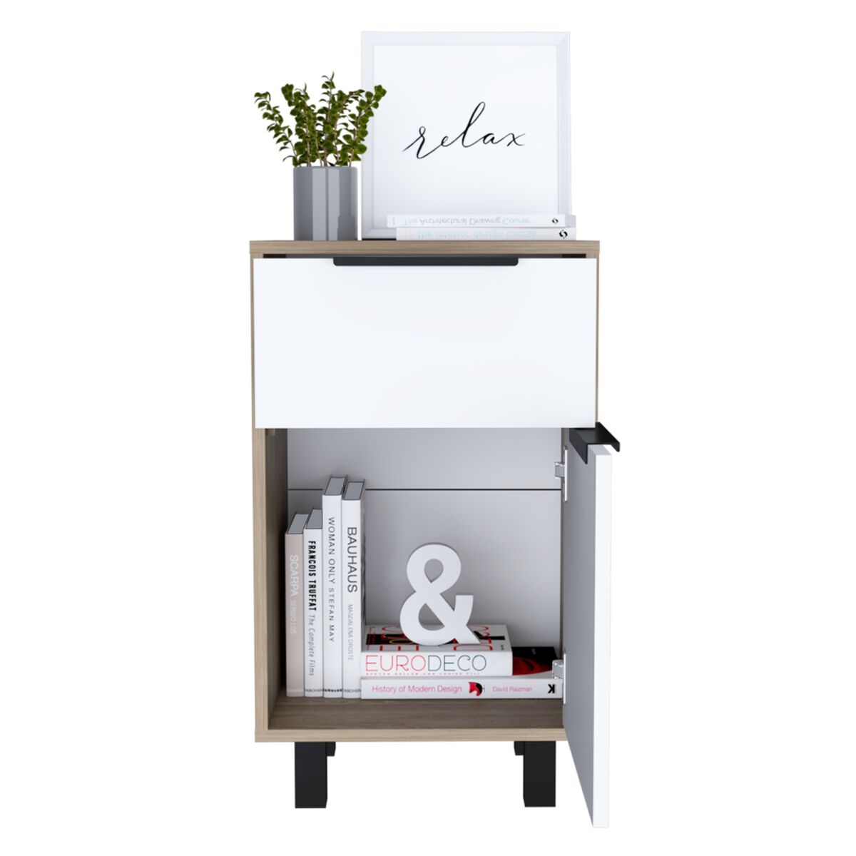 Velador TuHome Kaia 1 Cajón Miel/Blanco