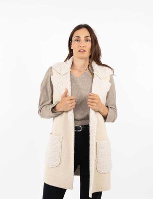 Imagen 1 del producto Chaqueta Larga Sin Mangas Mujer Portman Club Crudo, Negro