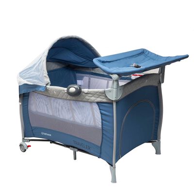 Cuna Corral Con Mudador Pack & Play Traveler Azul Bebesit