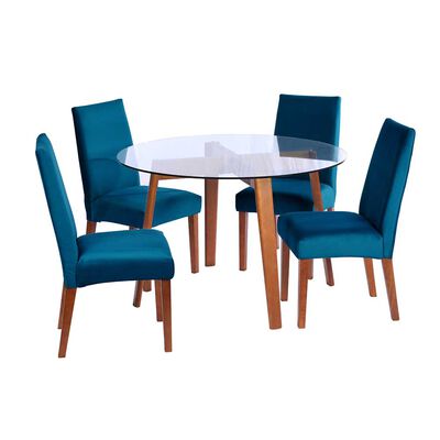 Juego de Comedor Latam Home Valencia 4 Sillas Azul Petroleo