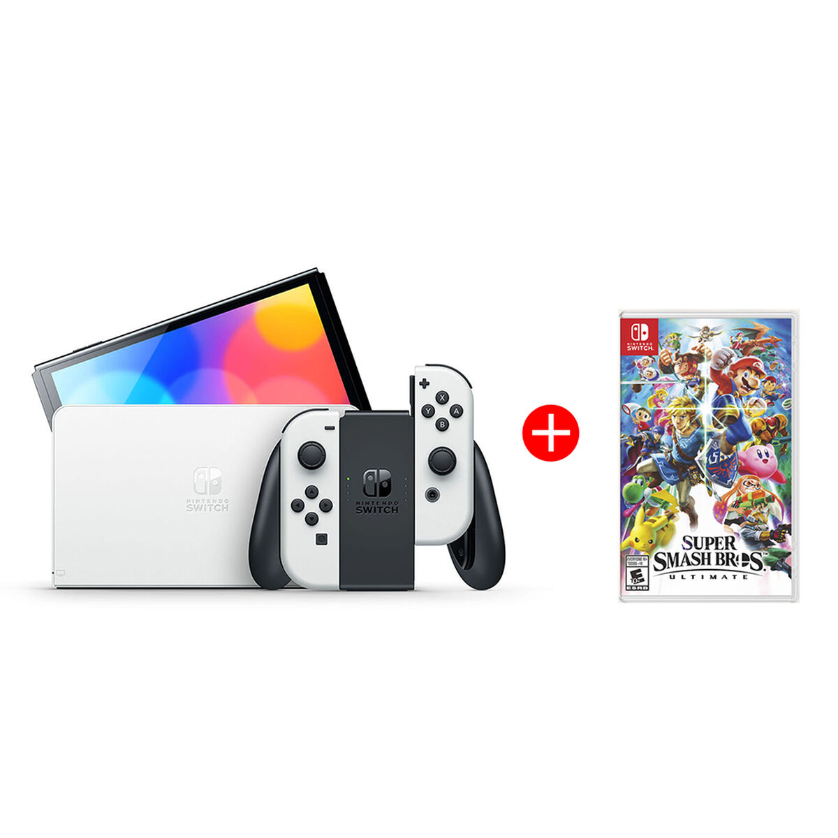 Combo Consola Nintendo Switch OLED White  + Juego Nintendo Switch Mario Super Smash Bros