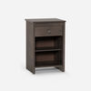 Cama Europea Rosen 2 Plazas Tempo + Respaldo + Velador Rachel Gris
