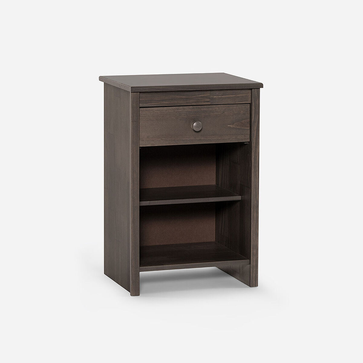 Cama Europea Rosen 2 Plazas Tempo + Respaldo + Velador Rachel Gris