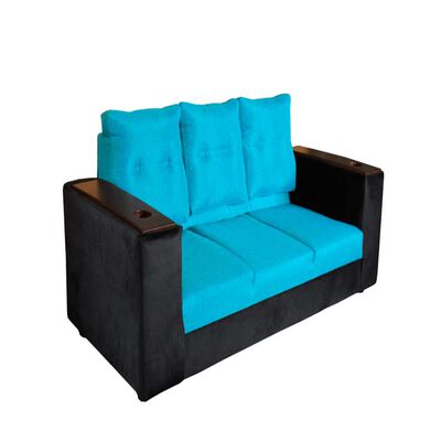Imagen 2 del producto Juego de Living Diseño A&M Home Julietta Sofá 3 Cuerpos + 2 Pouf 1 Cuerpo Negro Calipso