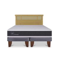 Cama Europea CIC Base Dividida King Ortopedic + Respaldo Dublin Mostaza