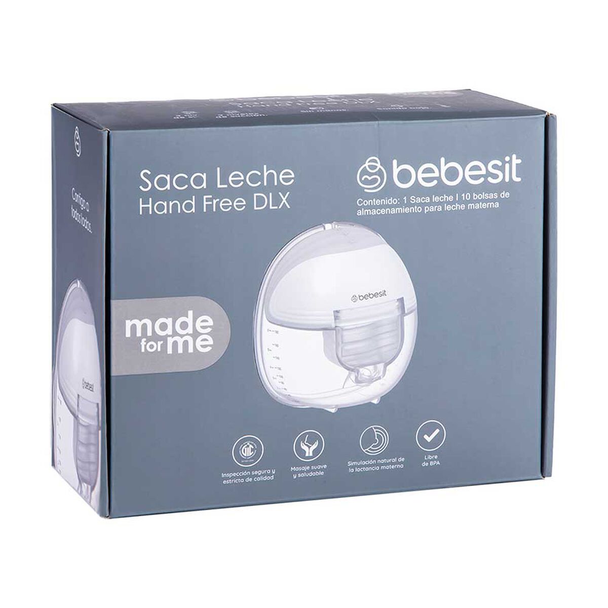 Extractor Leche Materna Eléctrico Manos Libre + 10 Bolsas Bebesit