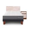 Cama Europea CIC 1,5 Plazas Anatomic + Respaldo + Velador Legno