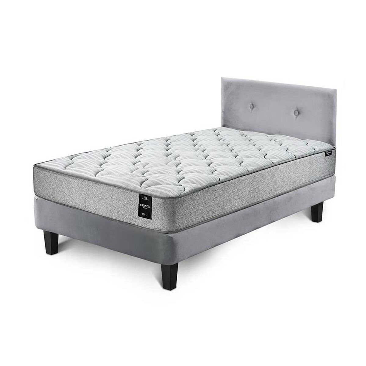 Cama Europea Latam Home 1,5 Plazas Cannon Gris