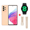 Combo Celular Samsung Galaxy A53 5G 128GB 6,5" Awesome Peach Liberado + Smartwatch Galaxy Watch4 40mm Black + Correa Smartwatch Galaxy Watch Pink