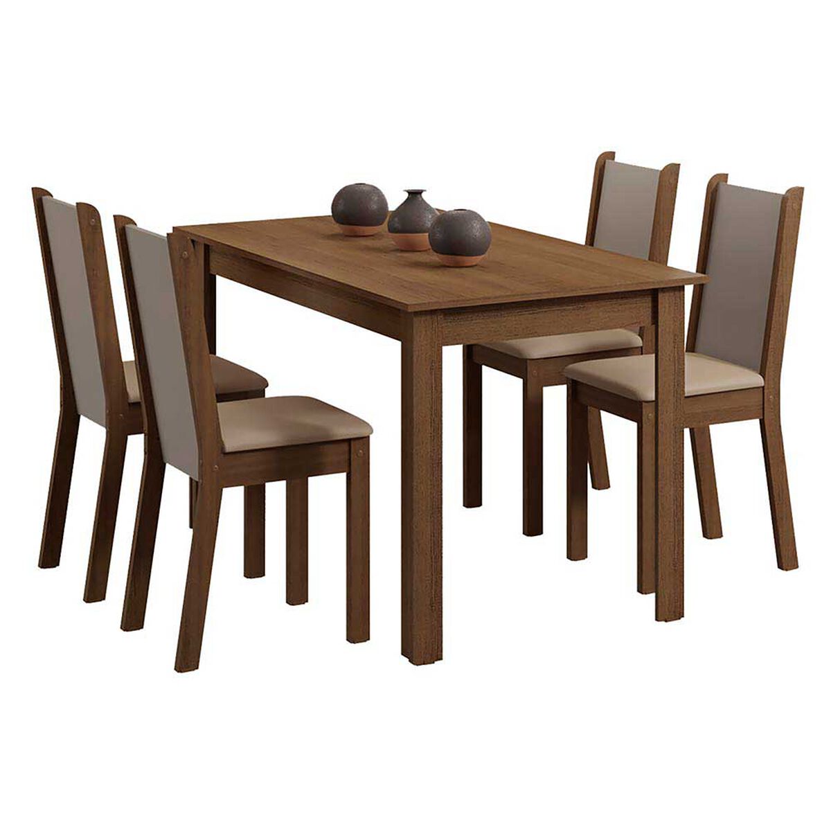 Juego de Comedor Vekkahome Pia Leone 4 Sillas Caf&eacute;