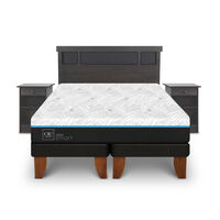 Cama Europea CIC Green Infinity 2 Plazas + 1 Respaldo + 2 Veladores Dublin Gris