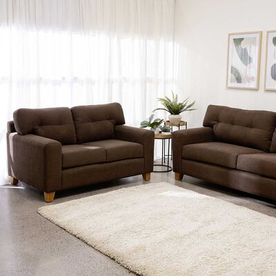 Imagen 2 del producto Juego de Living Almore Niza Tela Sofá 3 Cuerpos + Sofá 2 Cuerpos Gris