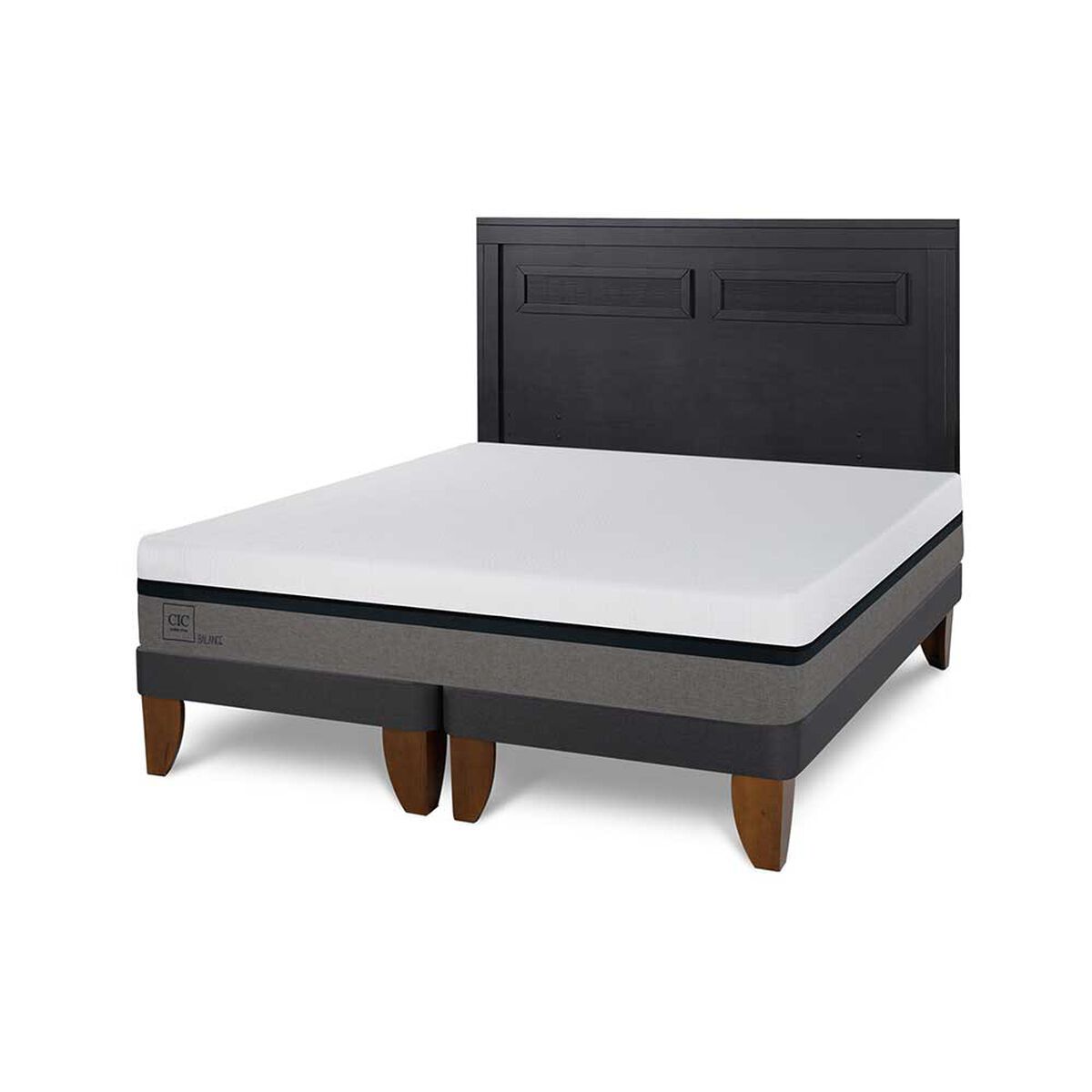 Cama Europea CIC Base Dividida 2 Plazas Balance + Respaldo Milan Negro