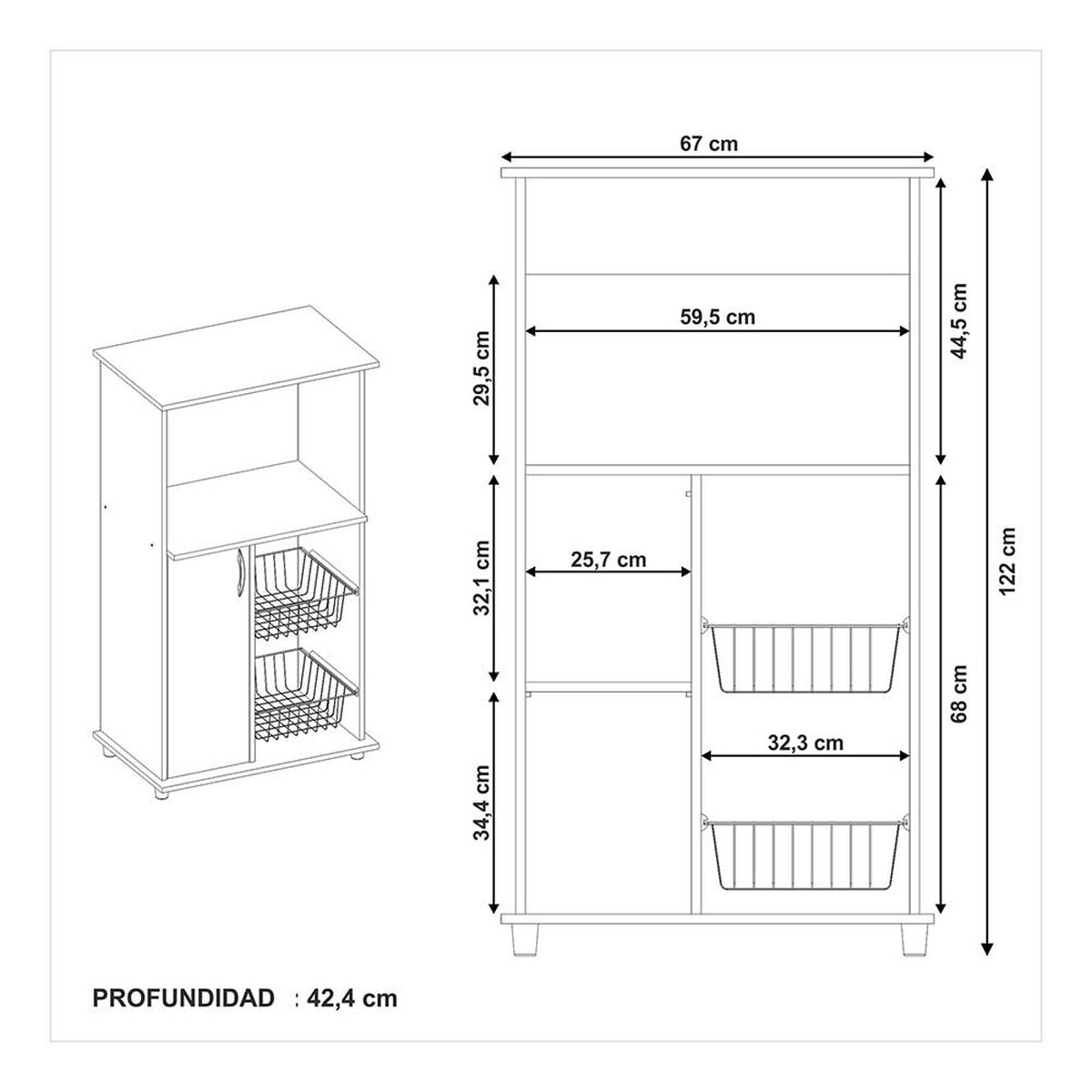 Mueble para Microondas Home Mobili Veles Blanco 1 Puerta