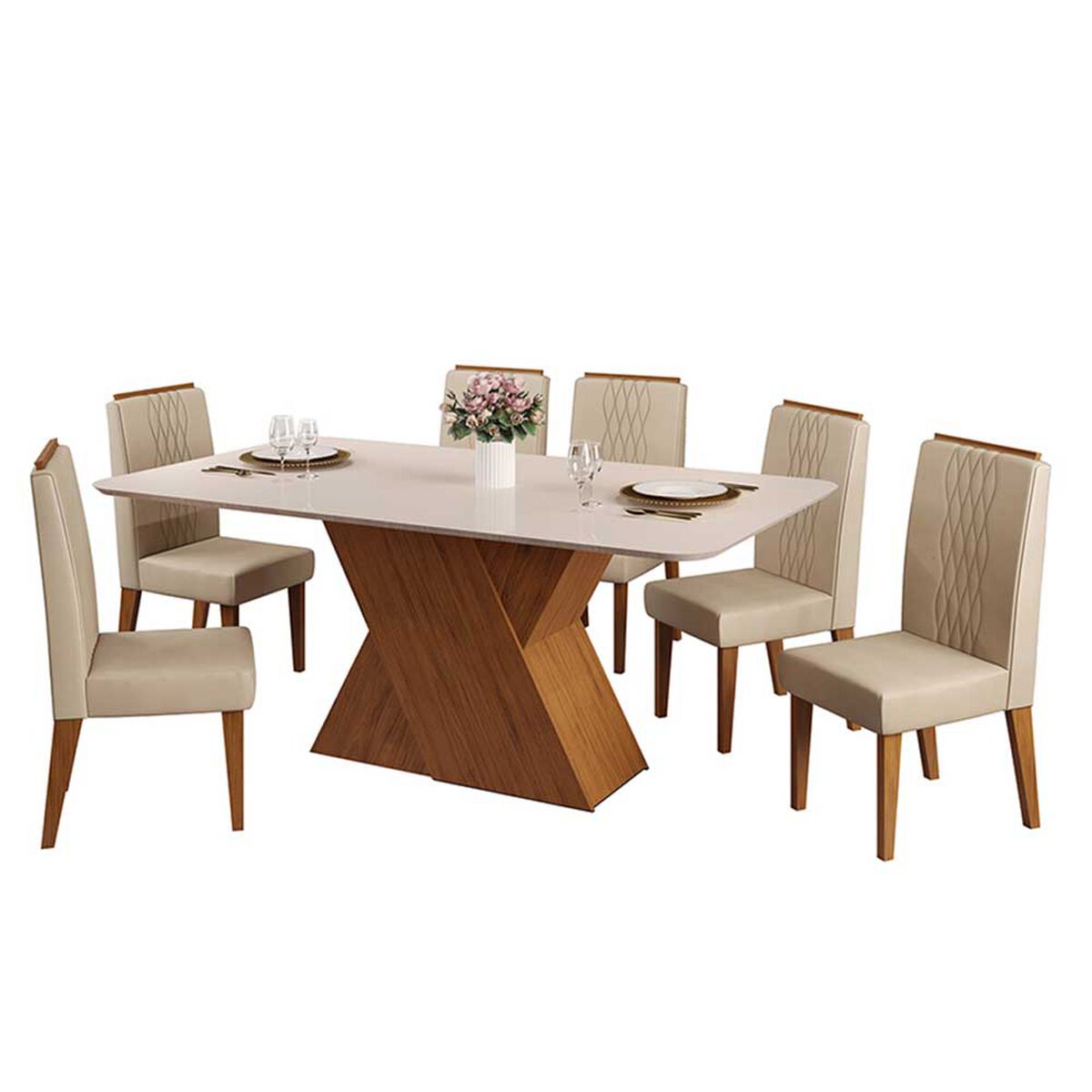 Juego de Comedor Vekkahome Rubi Lia 6 Sillas Café