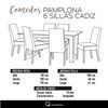Juego de Comedor Latam Home Pamplona Granada 6 Sillas Velvet Azul Petroleo