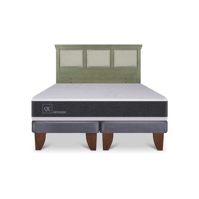 Imagen 1 del producto Cama Europea CIC Base Dividida King Ortopedic + Respaldo Torino Olivo