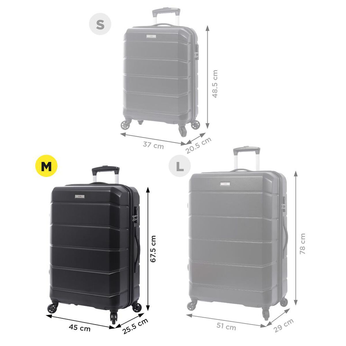 Maleta de Viaje Totto Rayatta Negro 62,44 lts. Talla M