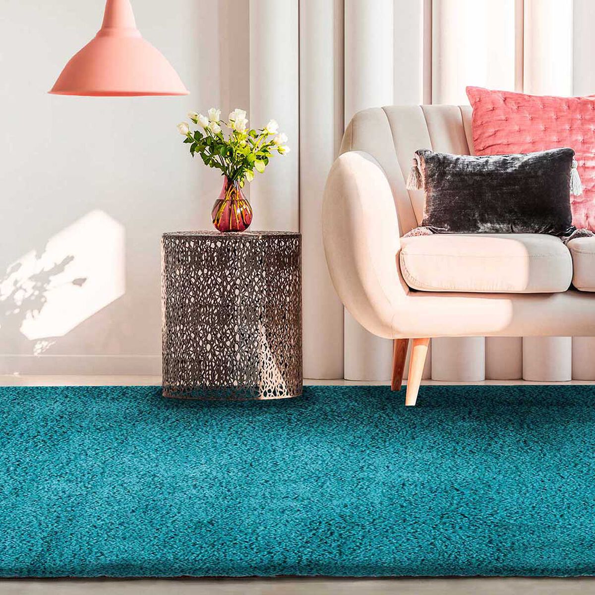 Alfombra Dib Shaggy Colors 150 x 200 cm Turquesa