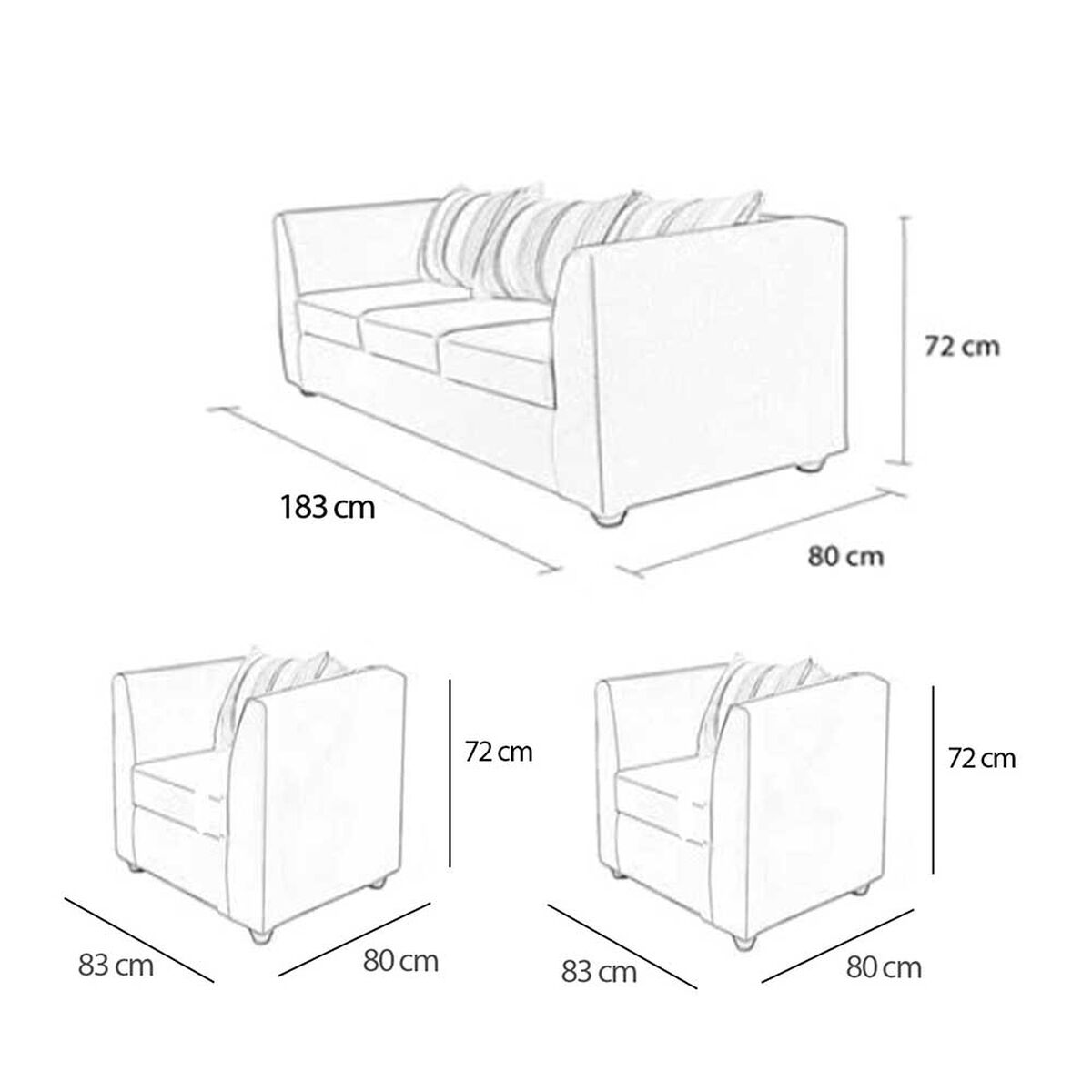 Juego de Living Elegant Detail Valentino Sof&aacute; 3 Cuerpos + Dos Sillones 1 Cuerpo Gris Plata